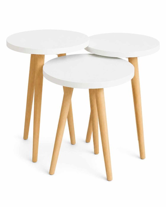 Hanah Home Juego de Mesas Apilables Ck152Ck de 3 Piezas Blanco